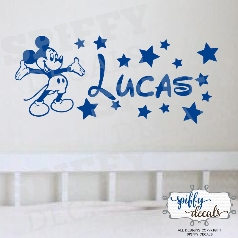 Mickey Mouse Personalized Name Custom Wall Decal Vinyl Sticker Walt Disney Stars