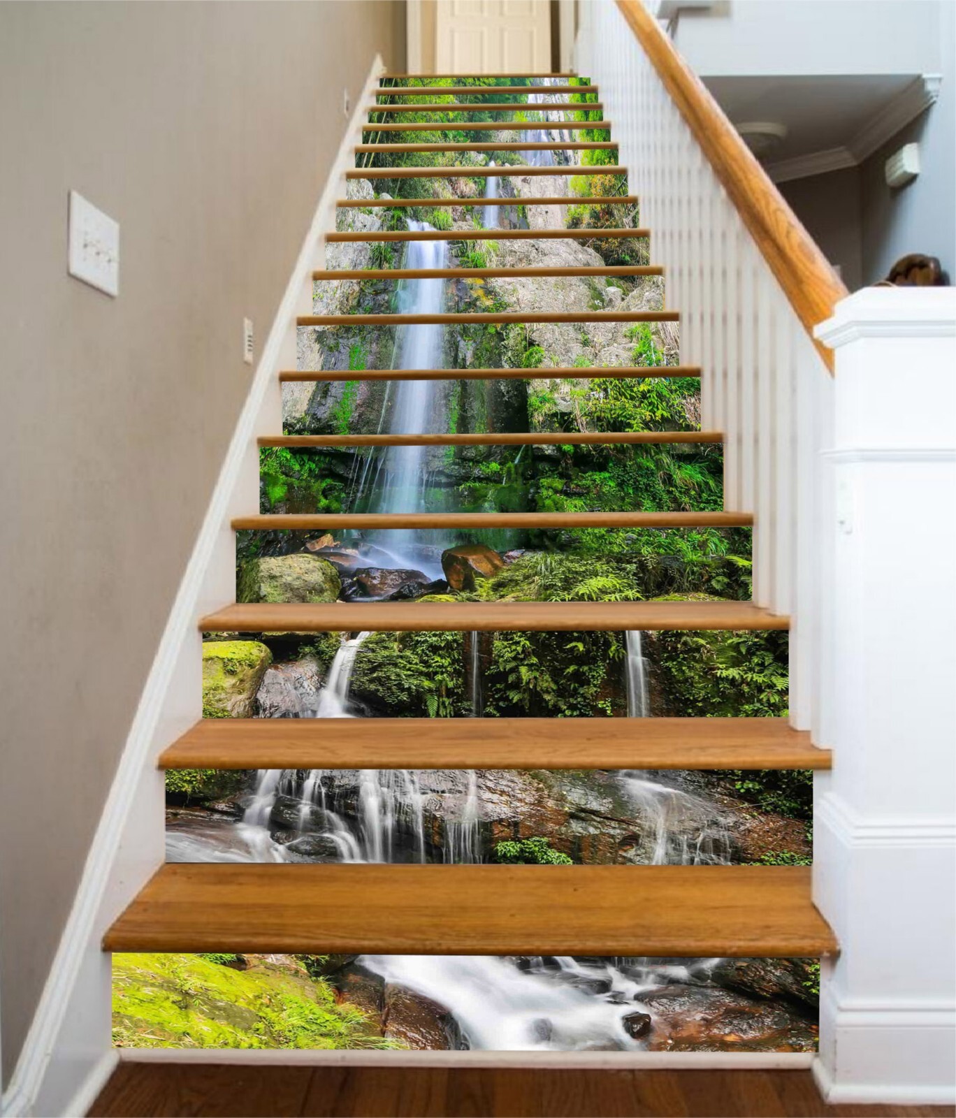3D Waterfall Stone AZ1261 Stair Risers Decoration Mural Vinyl Wallpaper Kay