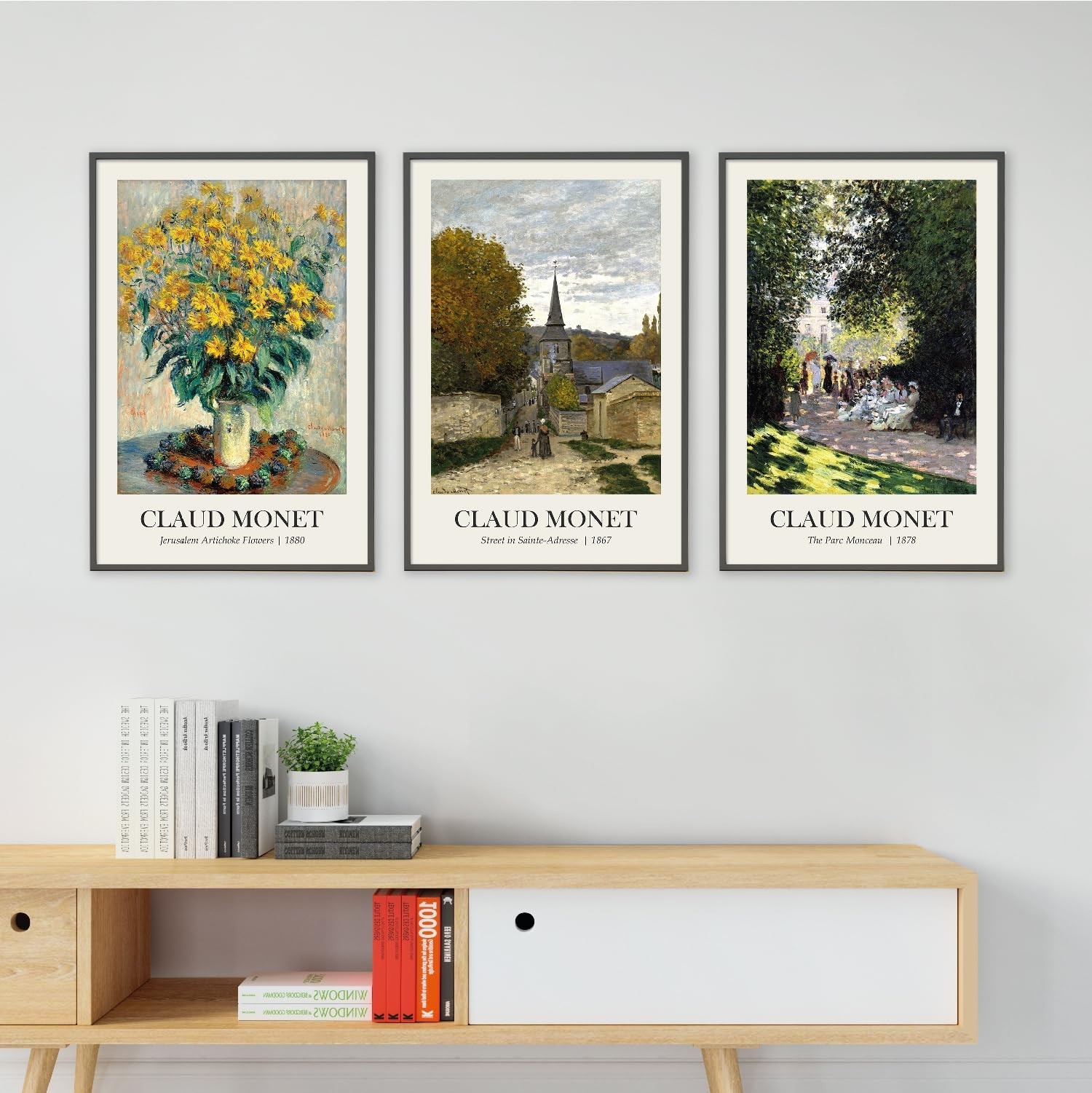 BulbaCraft 3 Pcs Claude Monet Wall Art – Vintage Impressionist Canvas Prints …