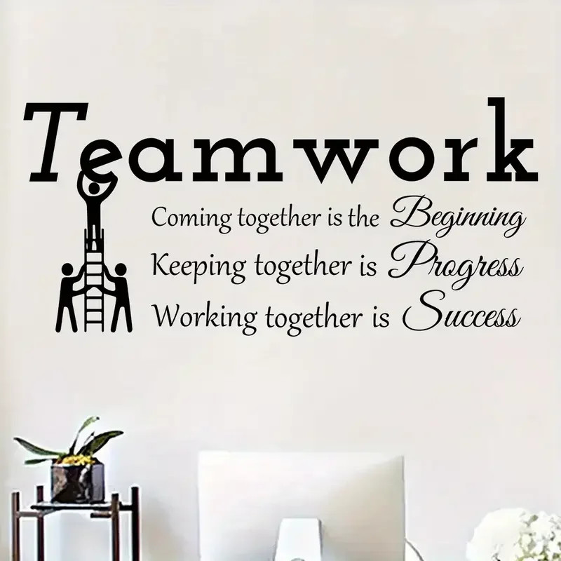 Contemporary Watercolor 'Team Work' Inspirational Quote Wall Decal vinyl