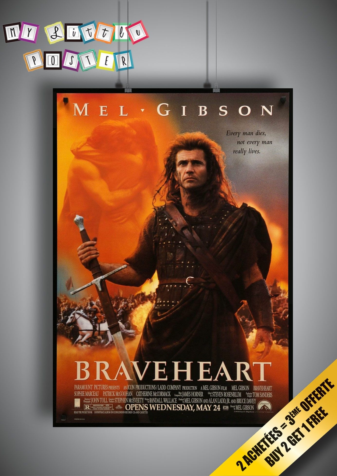 Braveheart Mel Gibson Classic 90s Movie Poster