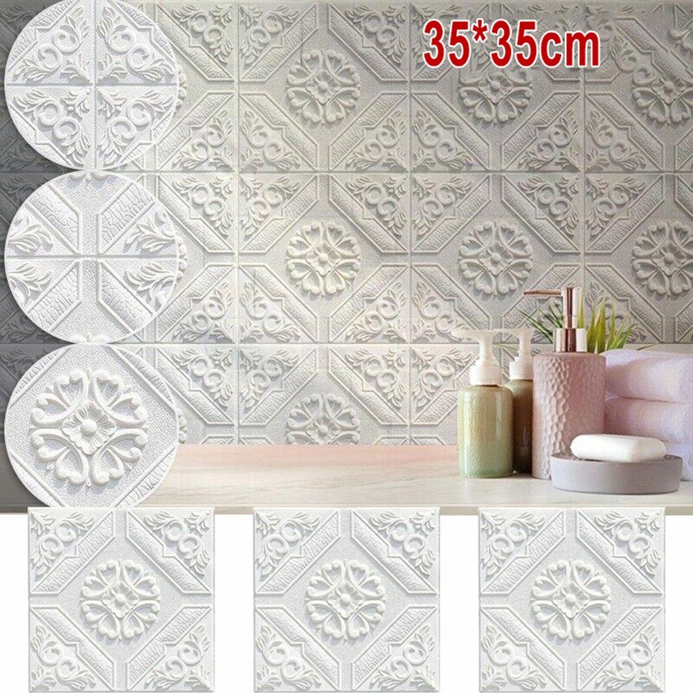 10pcs 3D for TILE Brick Wall Sticker Waterproof Foam Panel Wallpapers