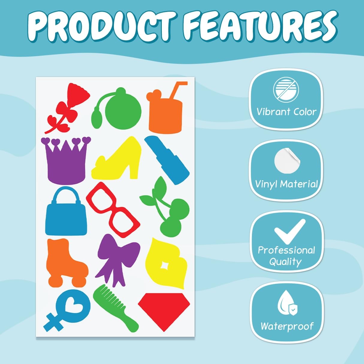 Colorful Shape Designs Vinyl Stickers Pack for Kids Teens Adults DIY Decorati…