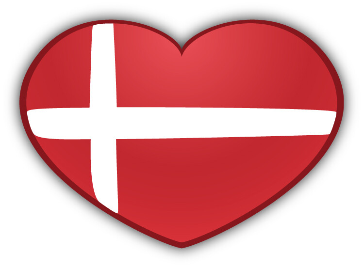 Denmark Glossy Heart Flag Car Bumper Sticker Decal