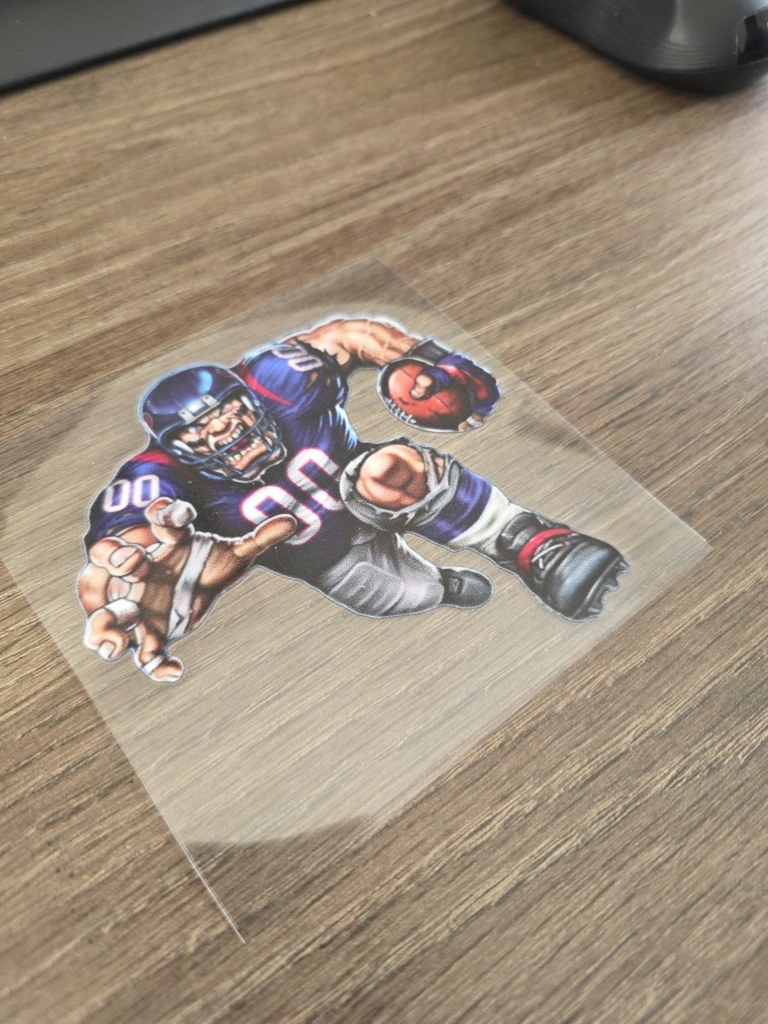 Texans Running Football Player Raised Full Color UV DTF Sticker Decal 4in X 4in
