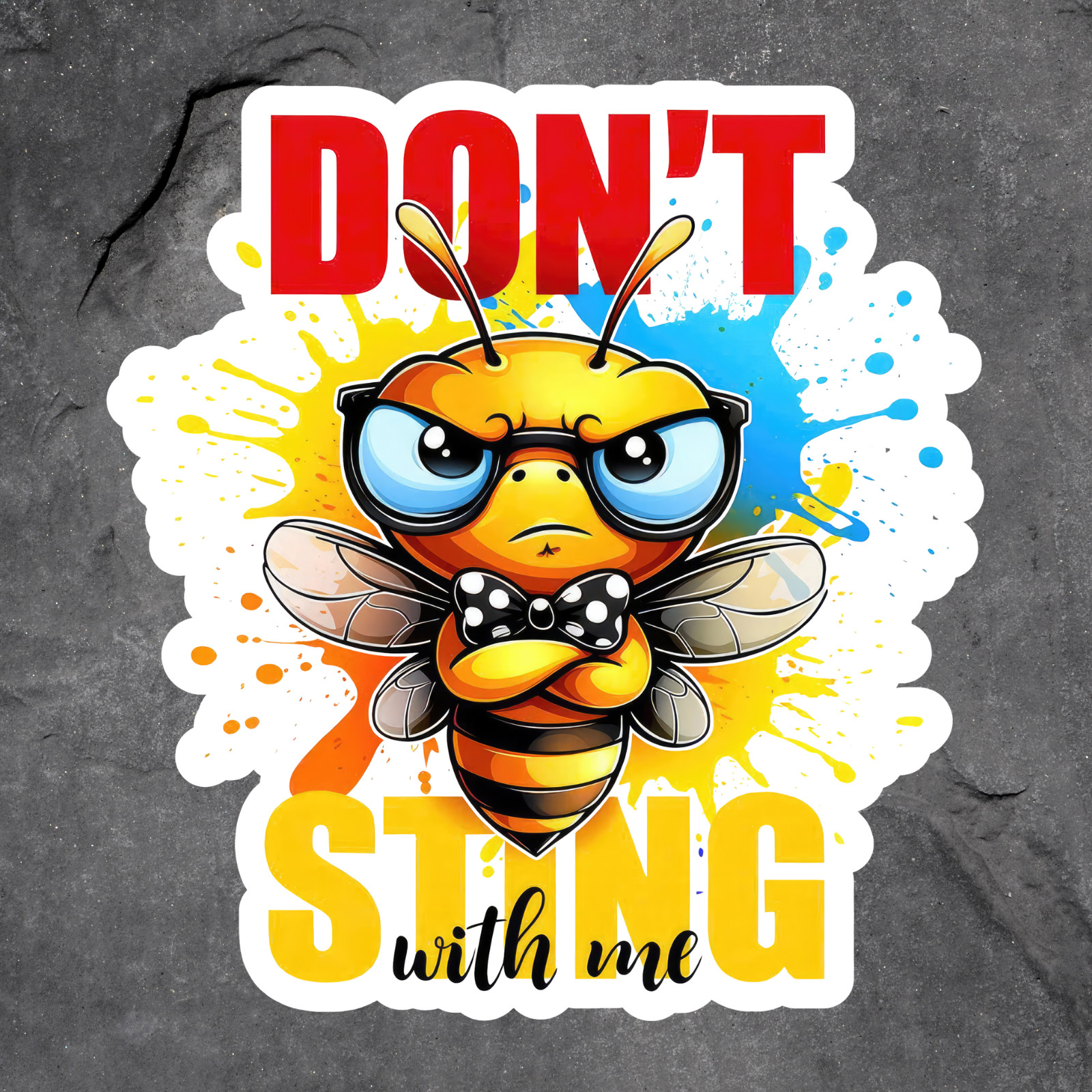 Bee Sticker Vinyl Decal Don't Sting With Me Funny Angry Bumble Bee Gift