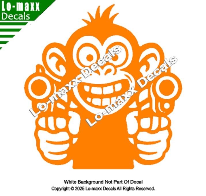 Monkey With Guns Die Cut Sticker Vinyl Decal For Car Fridge Locker Laptop