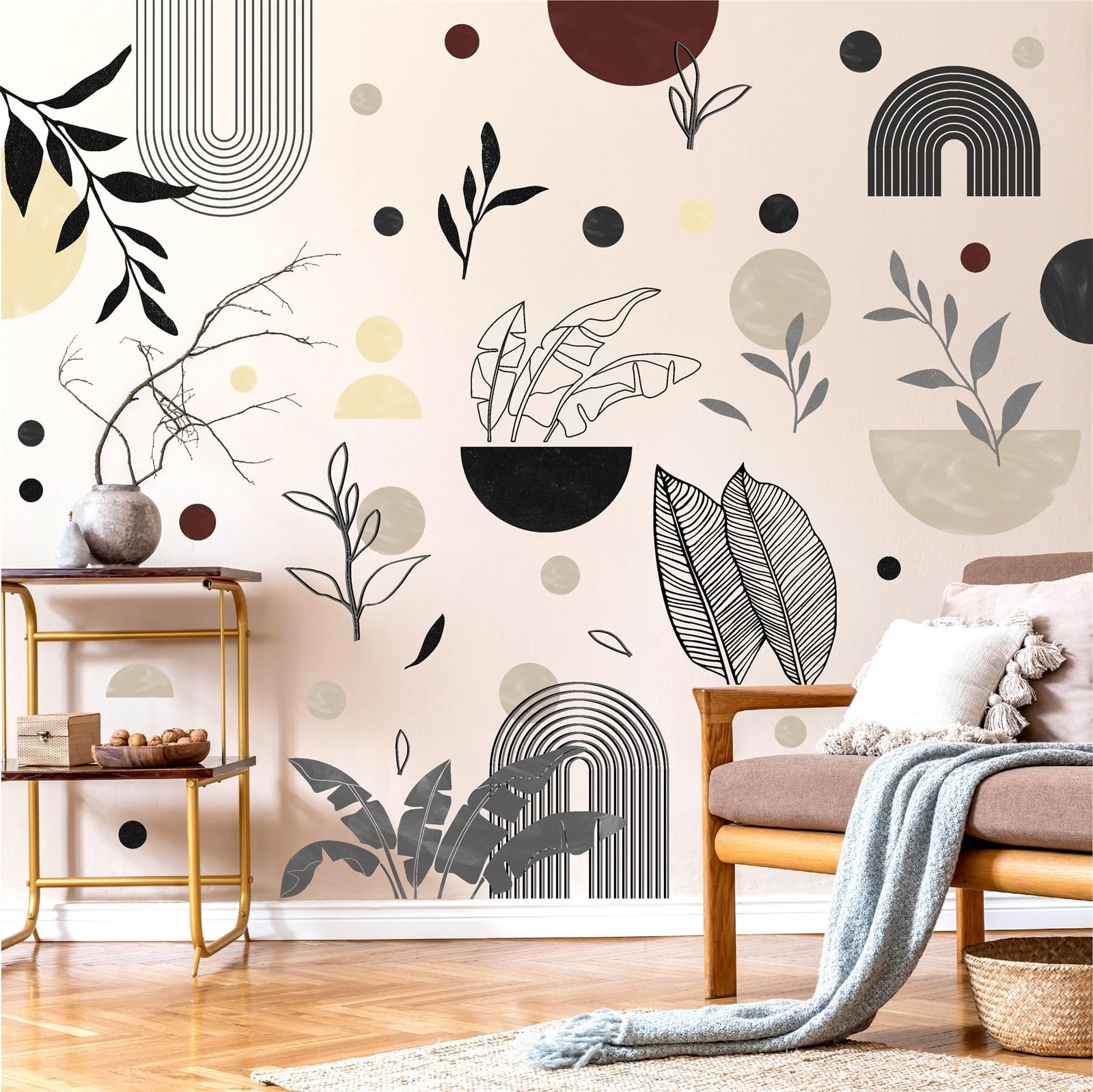 Vintage Abstract Art Wall Stickers Geometric Wall Decals Peel and Stick Boho …