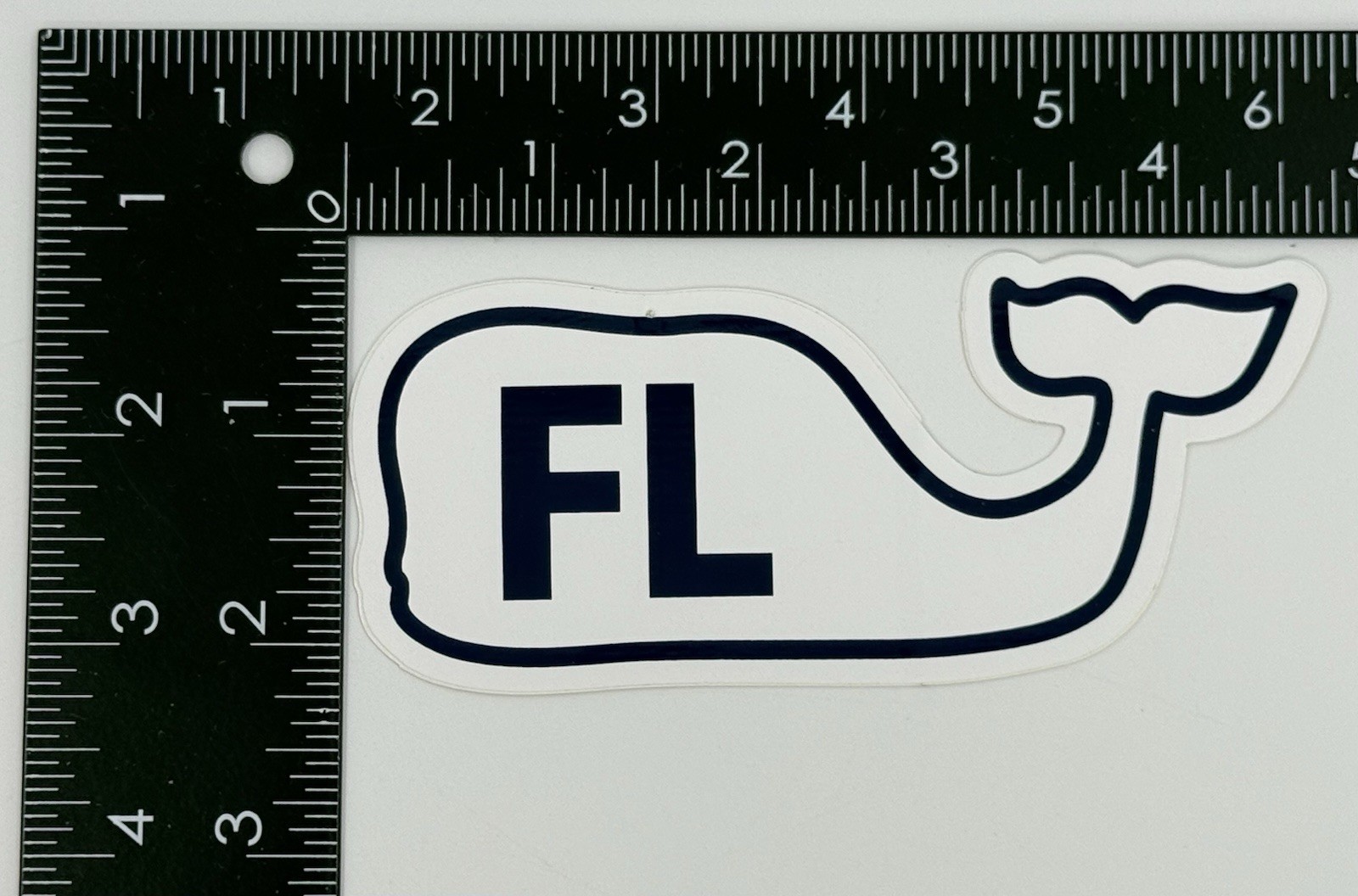 Vineyard Vines “FL” Florida in Black on White Whale Sticker Decal New
