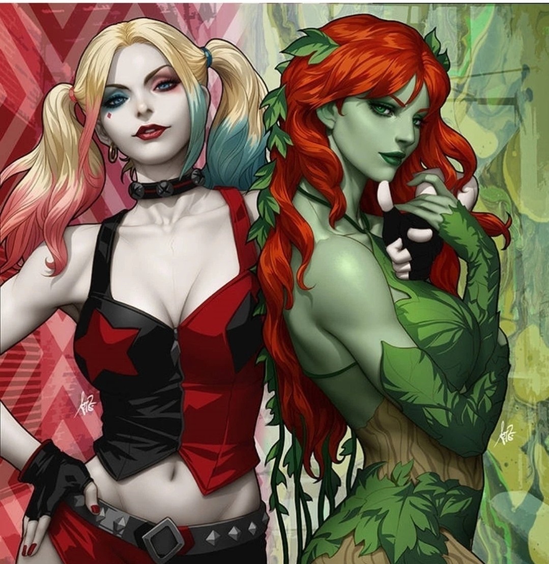 BATMAN PRESENTS HARLEY QUINN X POISON IVY X VYNIL HIGH-GLOSS STICKER X 2.5X2.5