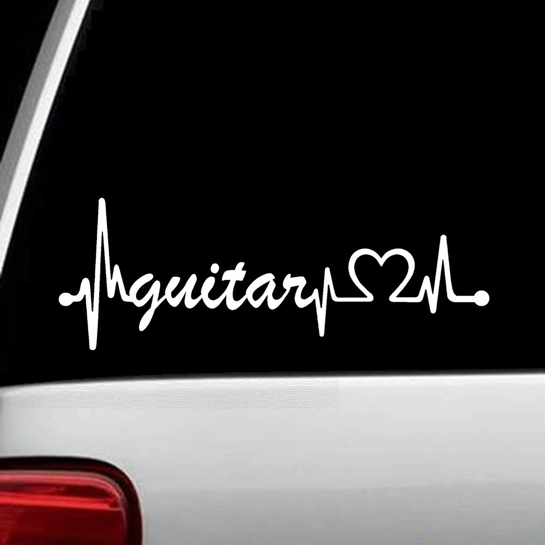 Acoustic Electric Guitar Heartbeat Lifeline Decal Sticker for Car Window BG 116