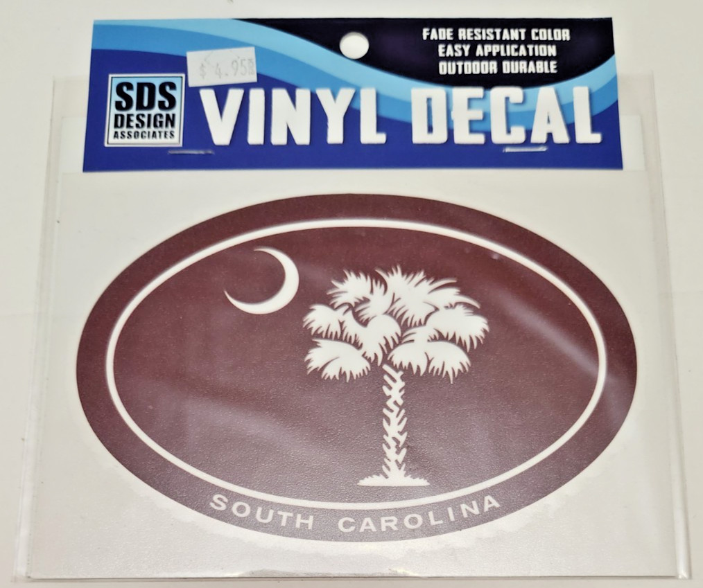 South Carolina SDS Palmetto Oval Red Decal (Set of Three)
