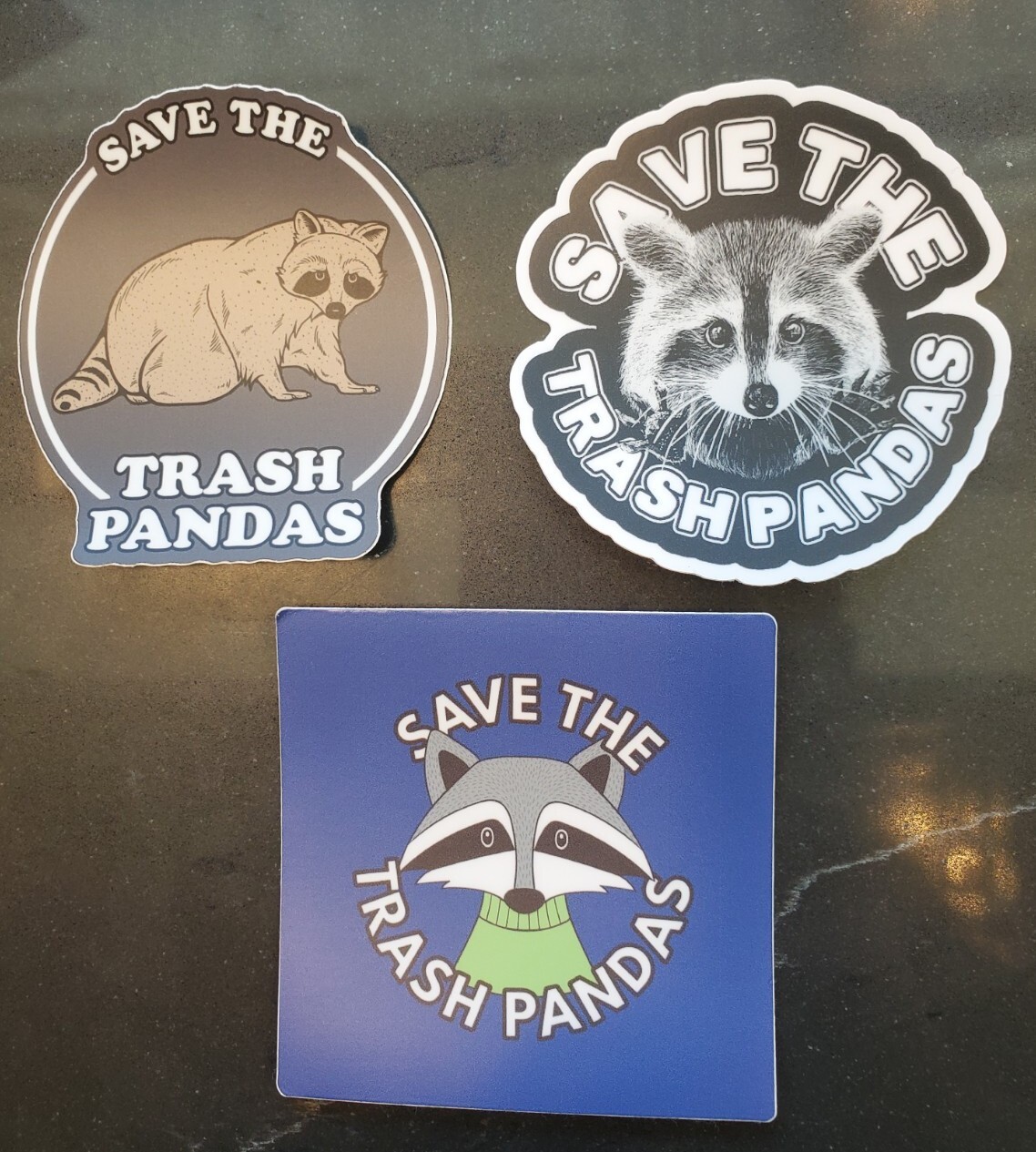 Trash Panda Stickers 🐼 🦝 VARIETY PACK (3) **WORLDWIDE 🌐 SHIPPING**