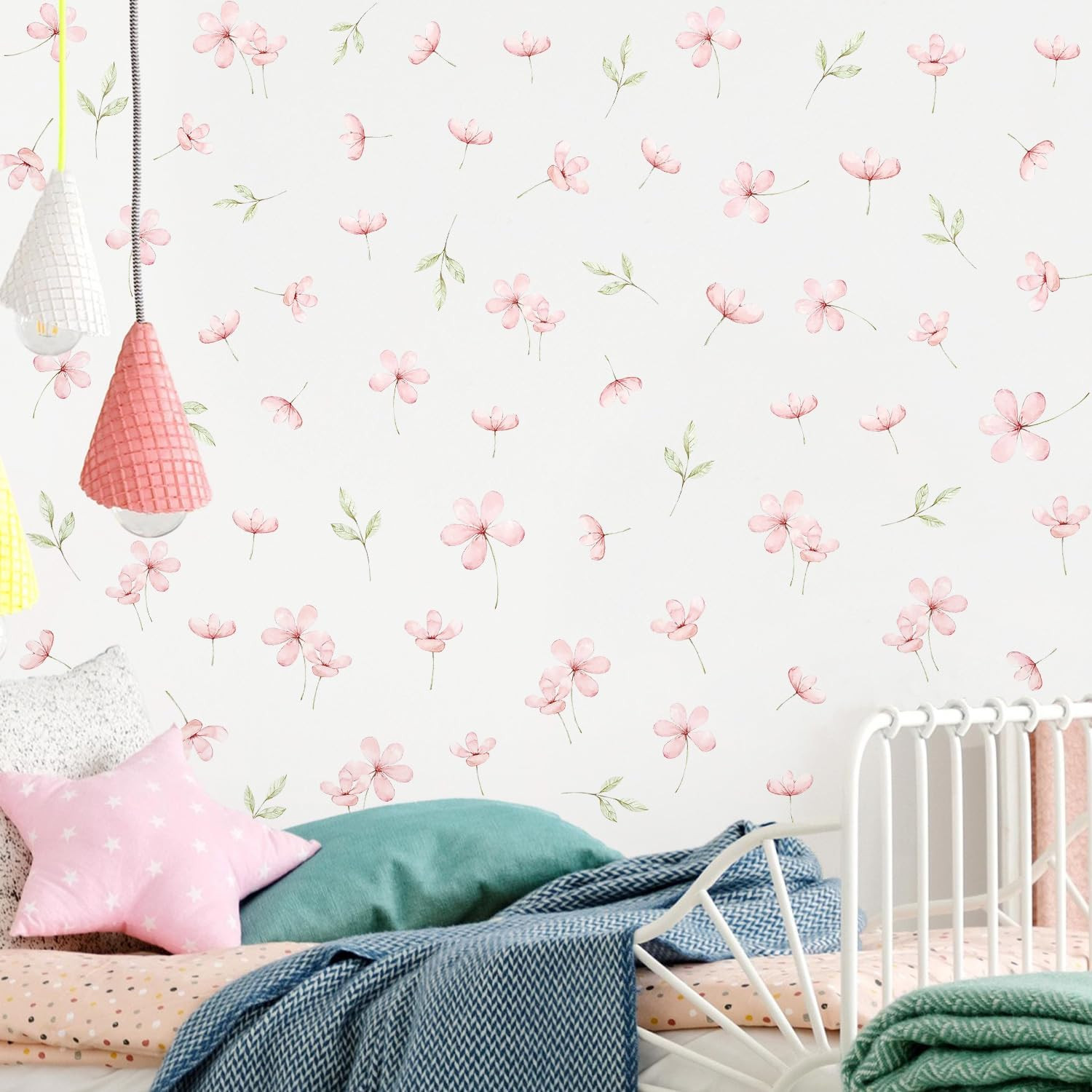 Watercolor Flower Wall Decals Peel and Stick 70 PCS Floral Wall Stickers | Flowe