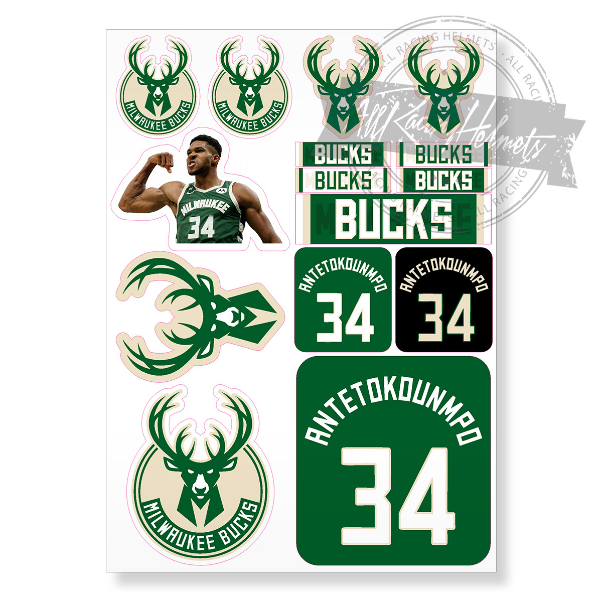 Milwaukee Bucks NBA Basketball # 34 Giannis Antetokounmpo A4 Printed Vinyl Decal