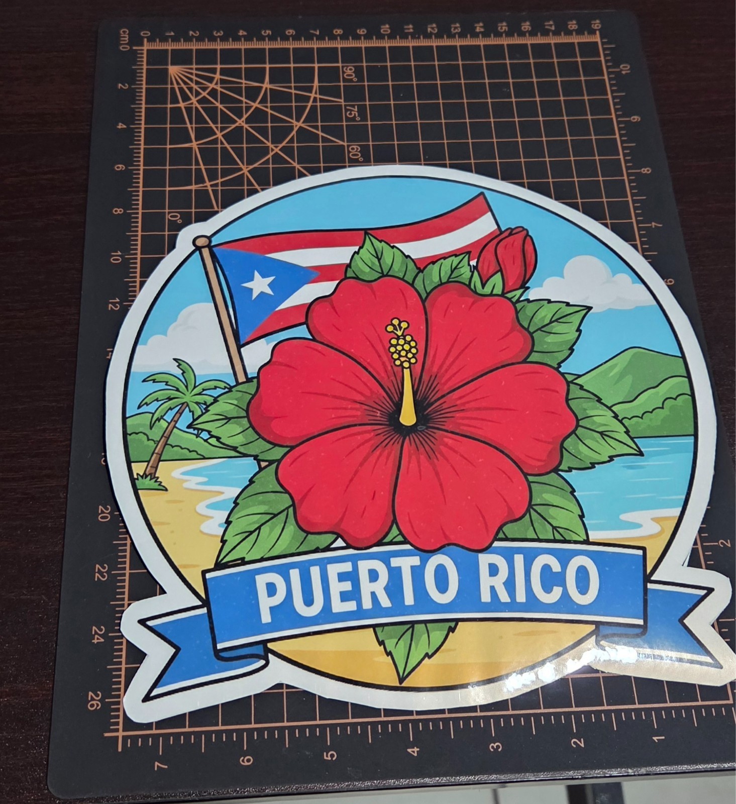 (8" H x 8" 1/2 W ) Puerto Rican laminated vinyl stickers decals