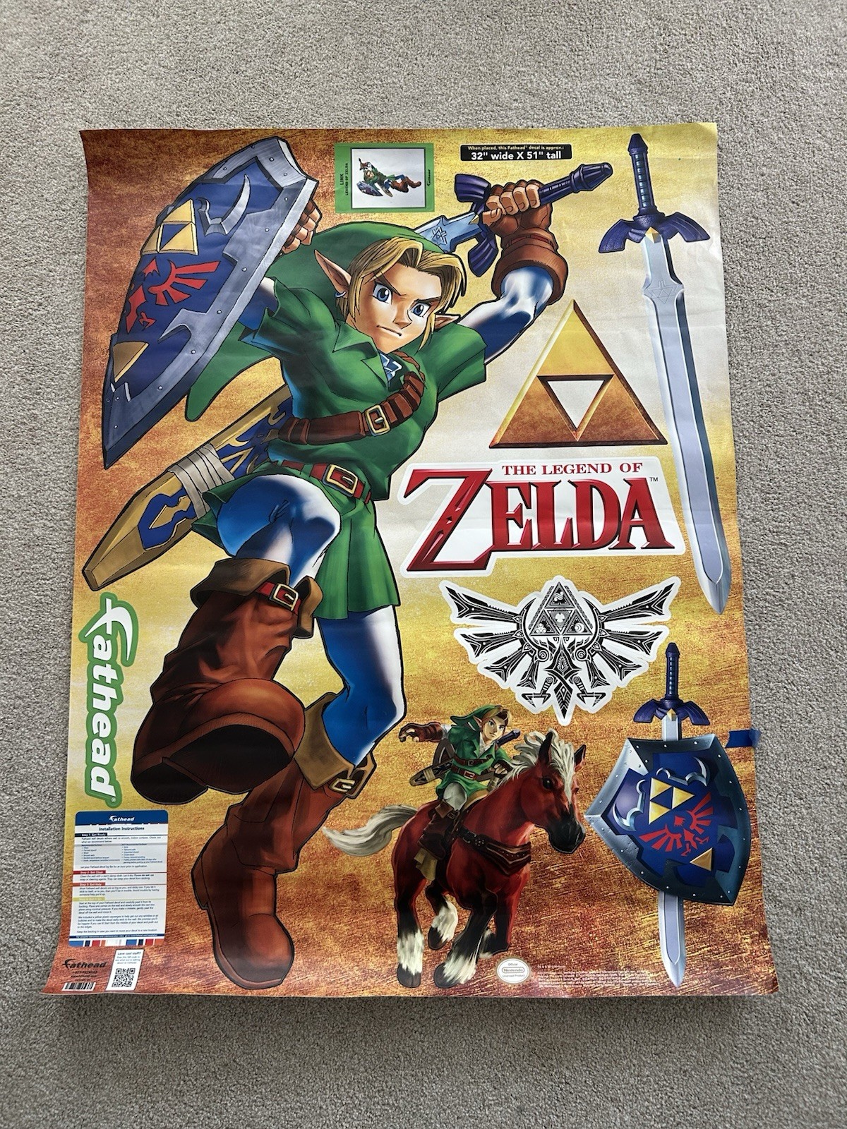 2015 Fathead Legend of Zelda Link Wall Decal 32×51 Nintendo Licensed Large