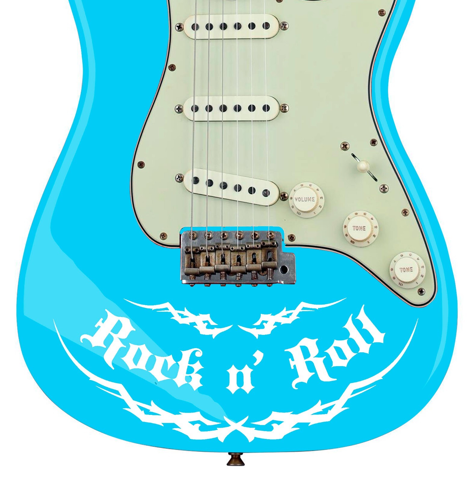 Custom Made Rock n Roll Decal Sticker Fits Guitars & Basses 12 colour options