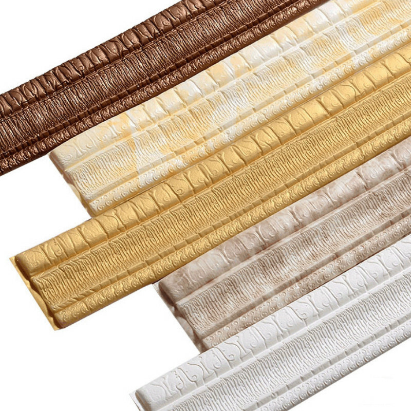 3D Pattern Baseboard Wall Skirting DIY Sticker Foam Waterproof Border Home Decor