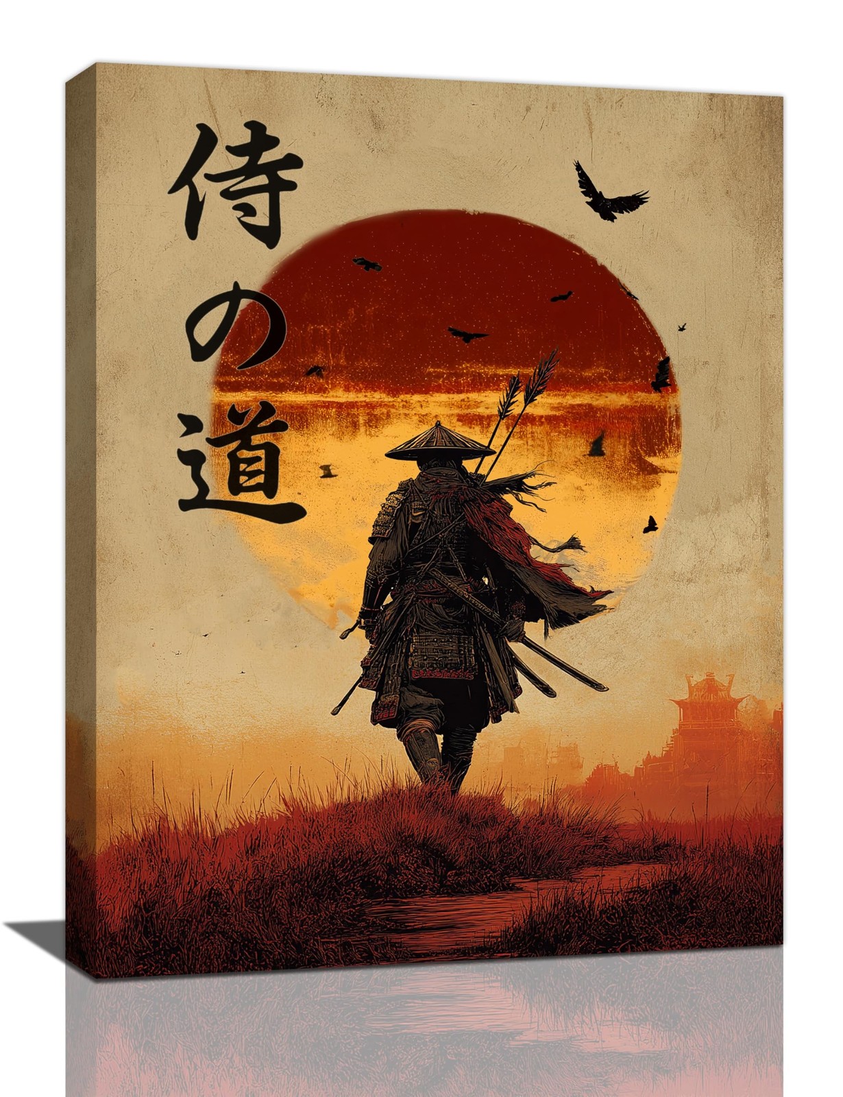 Japanese Samurai Wall Art Oriental Asian Bushido Wall Decor Warrior Figure Ca…