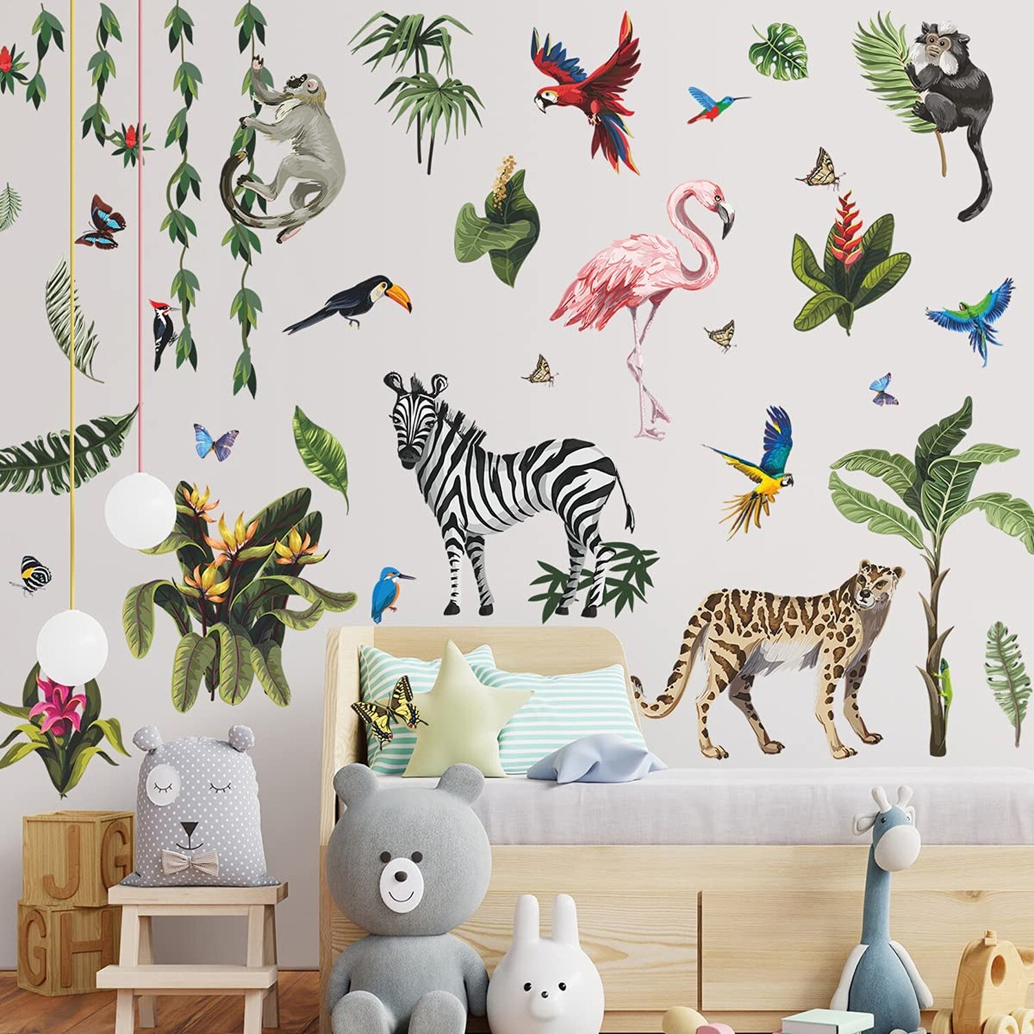RW-4963 Creative Jungle Animals Wall Decals Wild Safari Animals Wall Stickers…