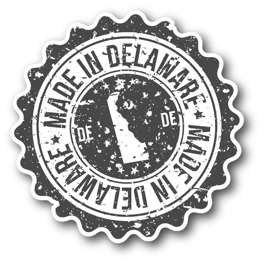 Made In Delaware USA State Vintage Grunge Vinyl Sticker Decal