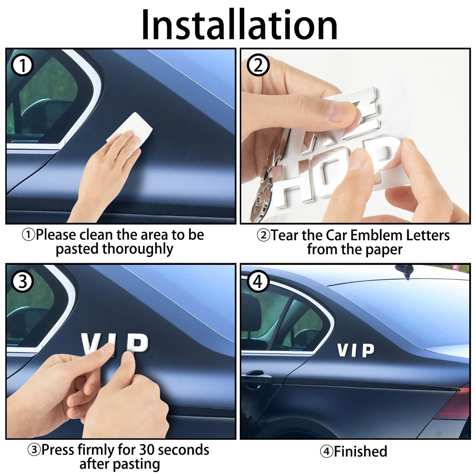 43Pcs Car Emblem Letters Stickers 3D Chrome Number Symbol Badge Decals
