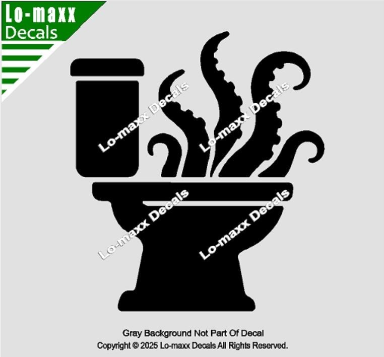 Octopus Tentacles Toilet Pictogram Restroom Vinyl Decal Unnatural Origins