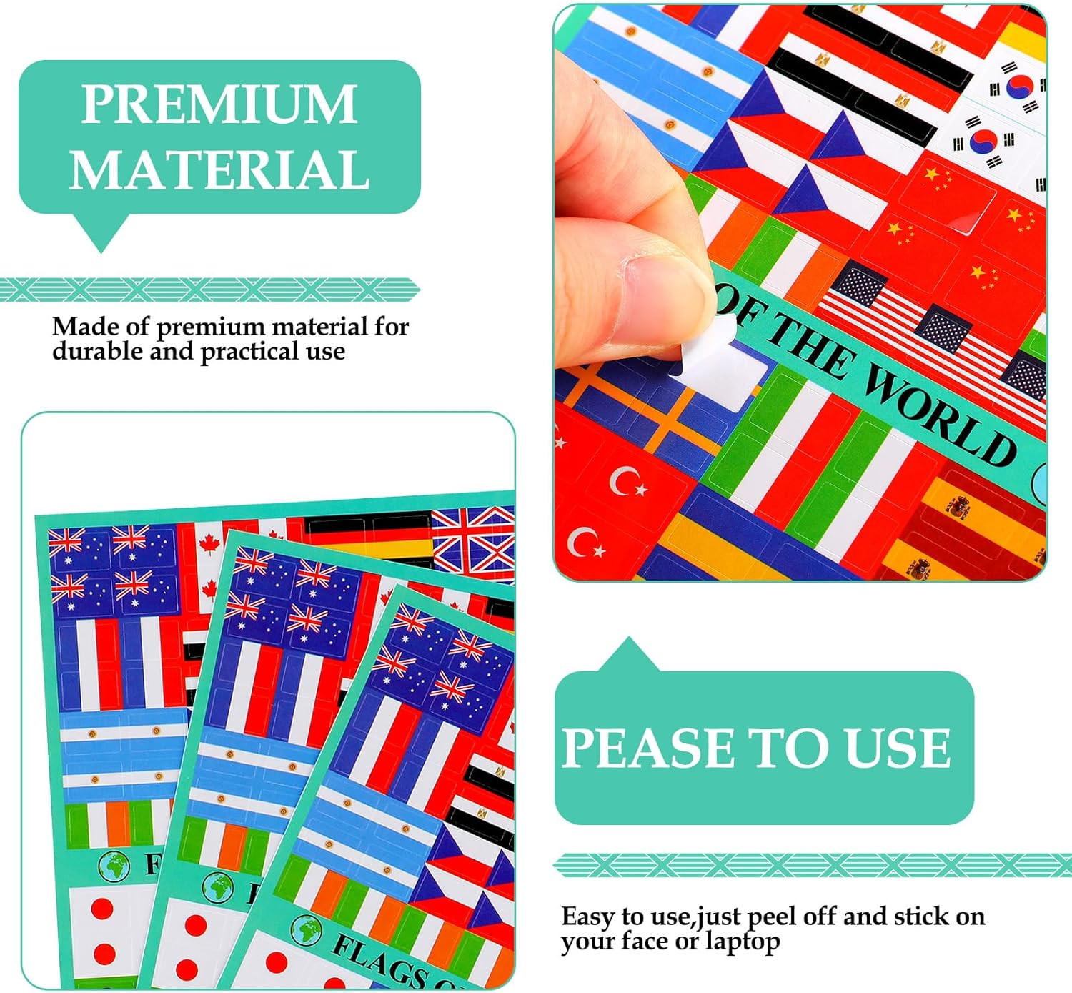3000 Pcs World Flag Stickers for Kids Country Flag Small International Passport