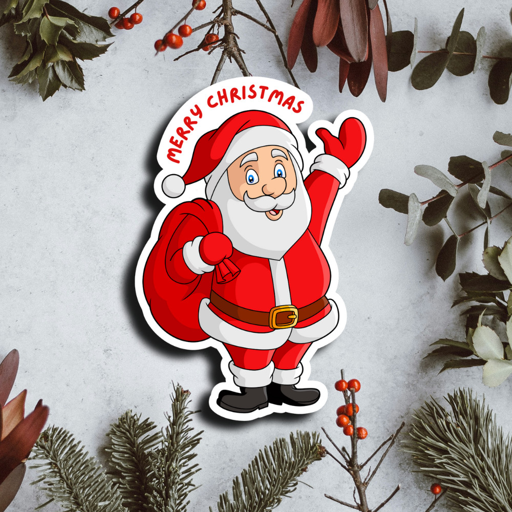 Santa Christmas Sticker Waterproof Vinyl Decal Glossy Matte Laminated NEW
