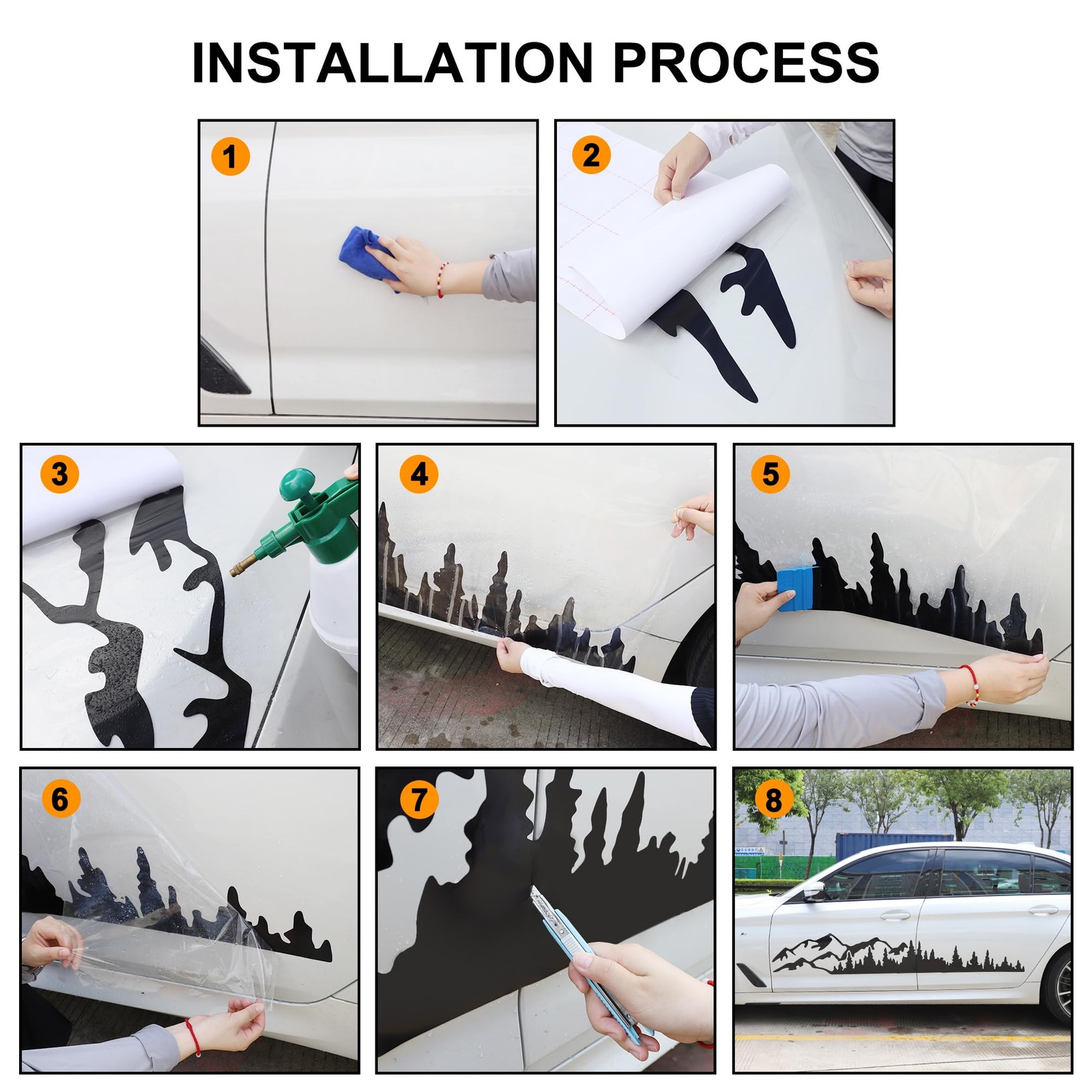 1 Pair 77.4" Mountain Tree Forest Vinyl Decals for Car Body Door Side Auto M…