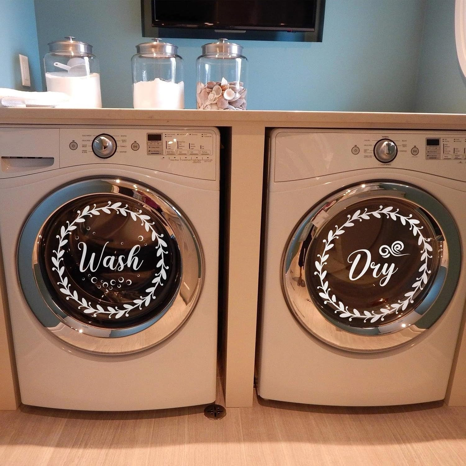 4 Pieces Wash and Dry Decal Sticker Quote Wash Dry Vinyl Laundry Stickers Machin