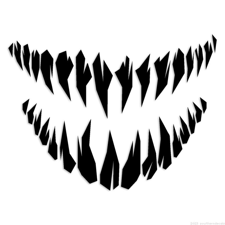 Monster Smile Teeth – Decal Sticker – Multiple Colors & Sizes – ebn7196