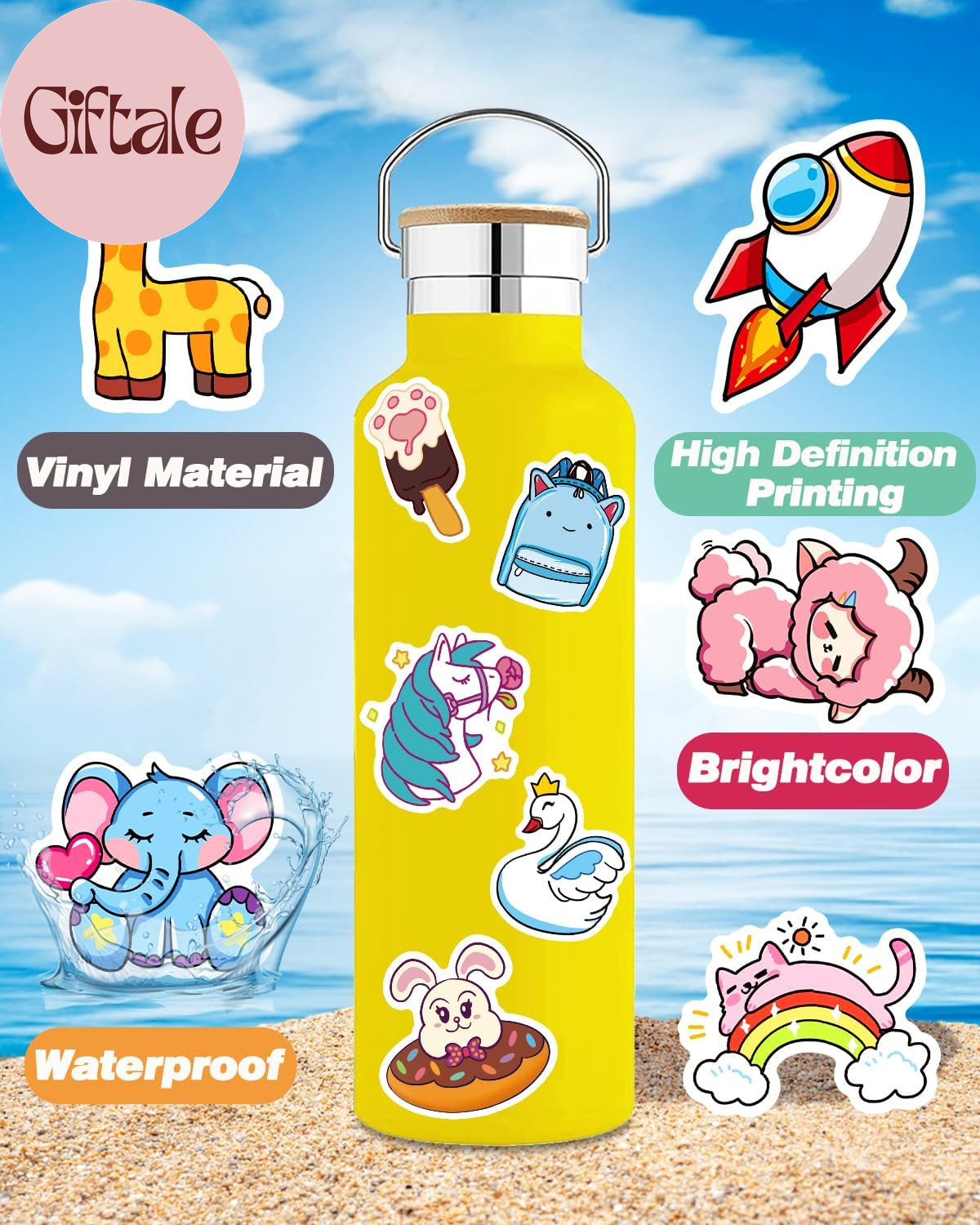 Stickers for Kids, 600Pcs Cute Water Bottle Stickers for Teens, Vinyl Waterproof