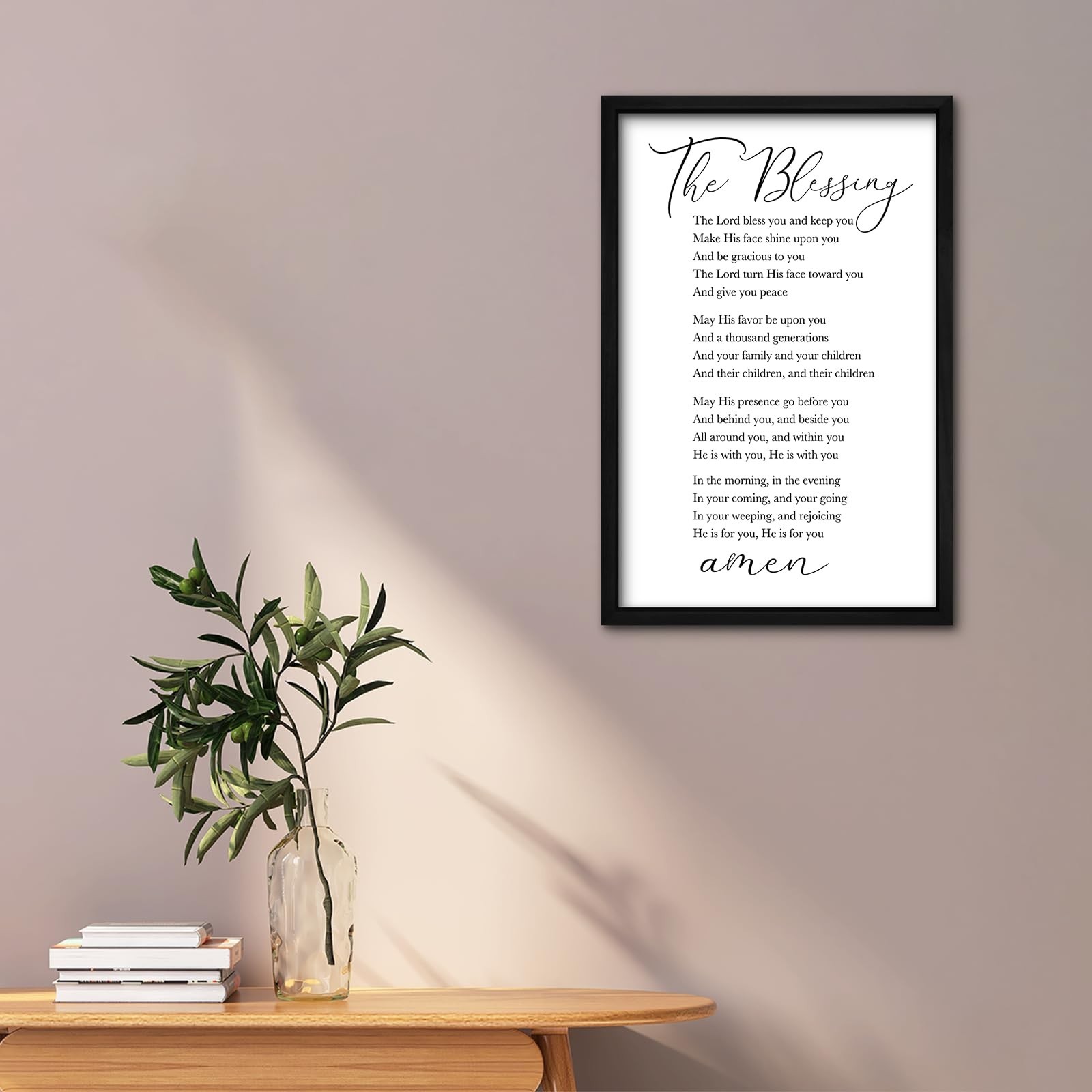 RLWangChao The Blessing Bible Verse Christian Wall Art for Home Decor 16"×1