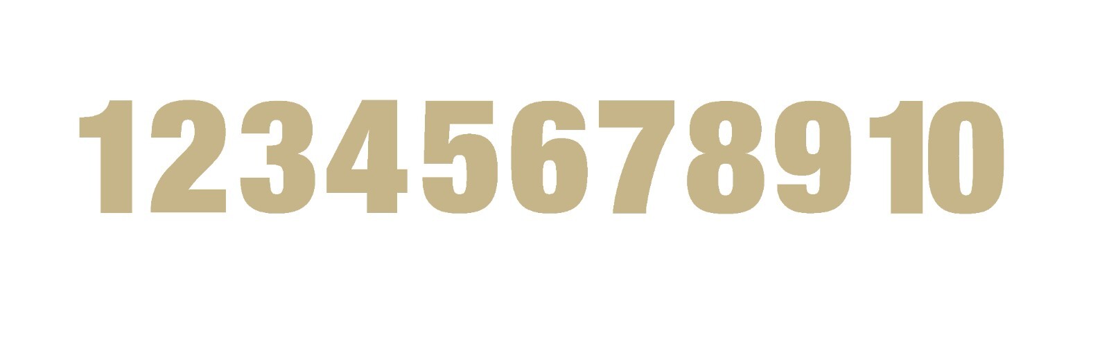 1-10 Numbers Gold Sticker Vinyl Decals 1" – 10" Set Of 10 (V653)