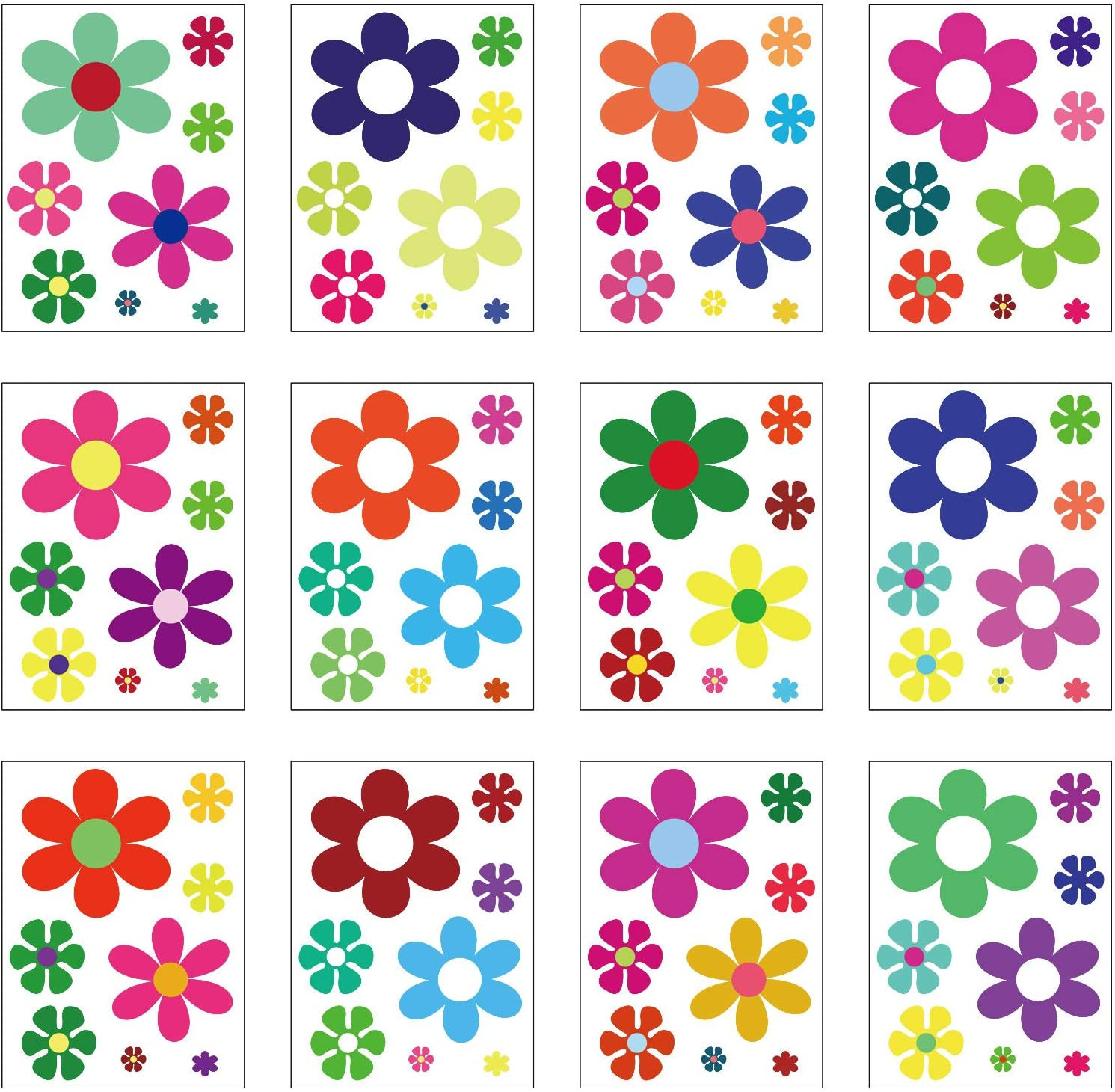 12 Sheets Daisy Stickers Flower Car Decals Self Adhesive Vinyl Retro Butterfly F