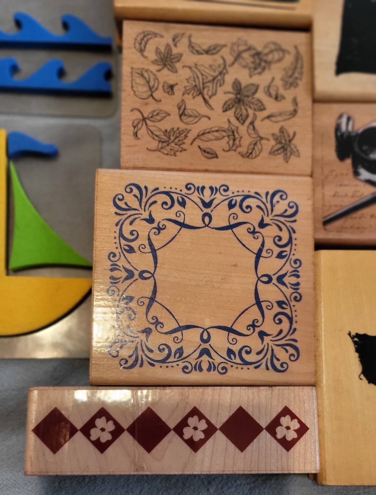 Lot Of 13+ Stamps Paper Crafting Stamping Wood