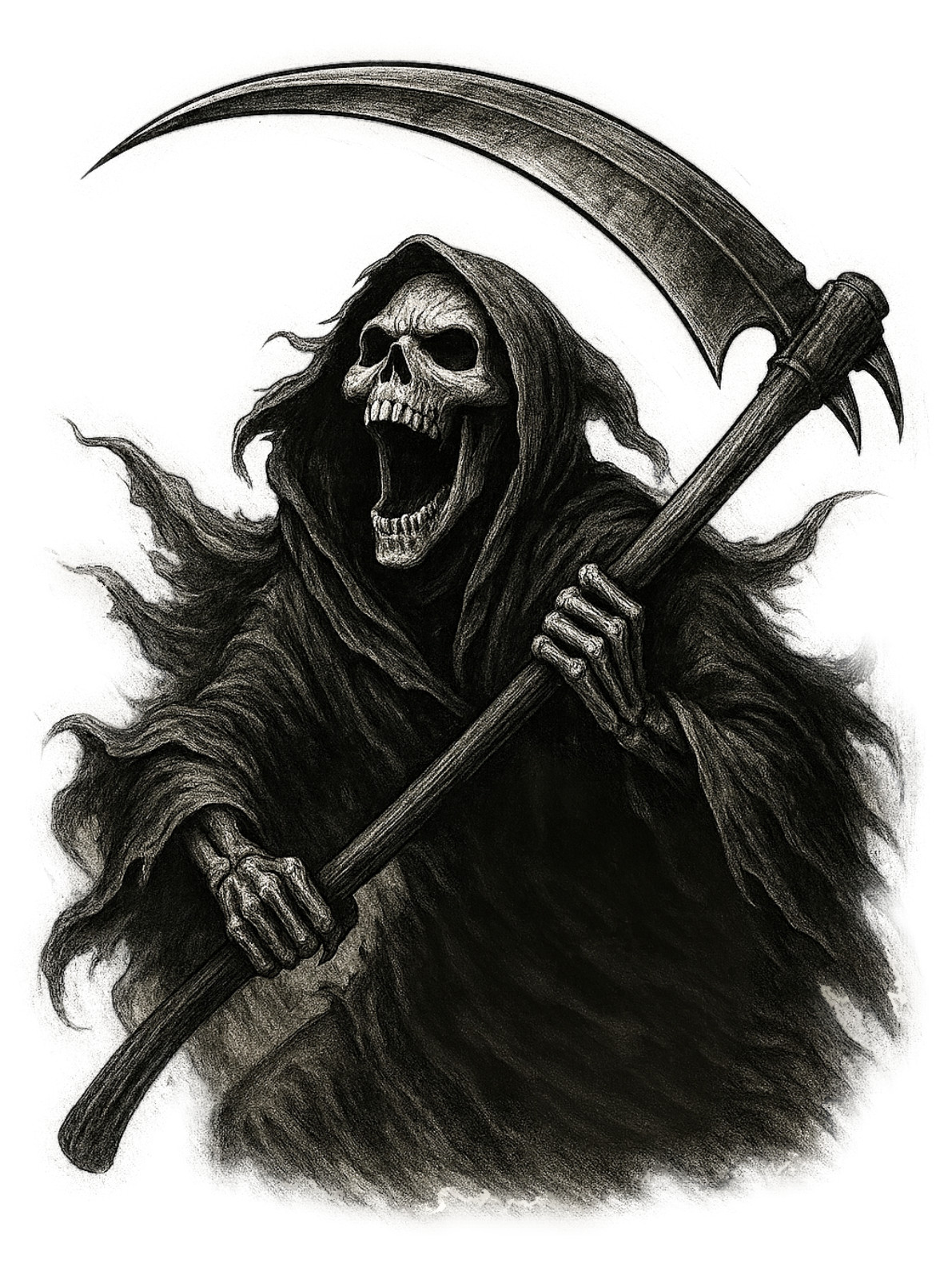 Grim Reaper Screaming Skull Horror Sticker Dark Death 9 in Height x 6.78 in W