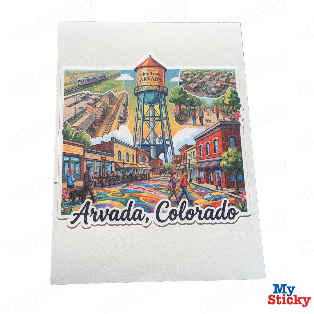 Olde Town Arvada Colorado Vinyl Sticker Travel Memorabilia Water Tower Decor NEW