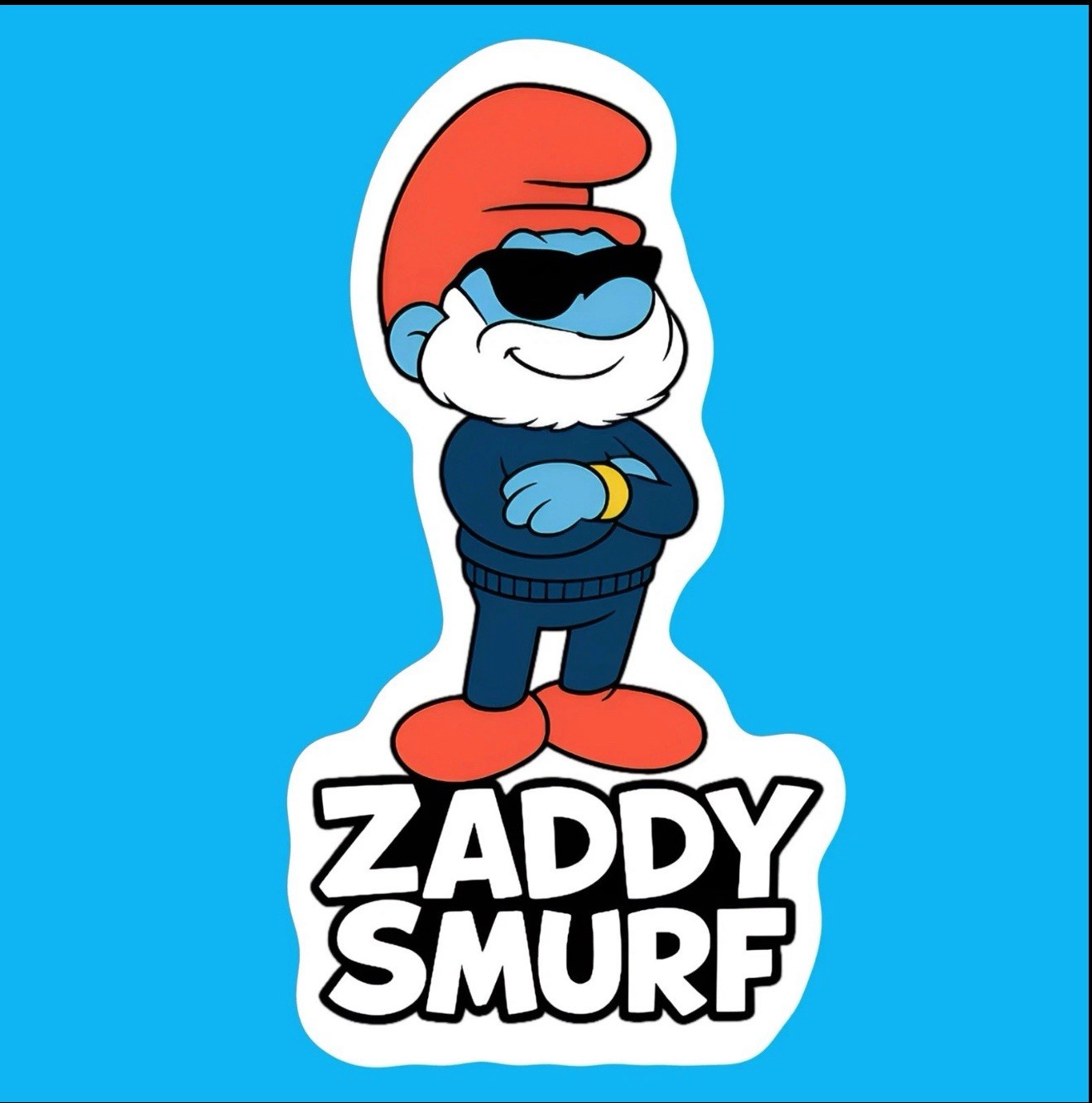 The Smurfs Sticker Papa Smurf Zaddy Car Decal 1980s Cartoon Parody