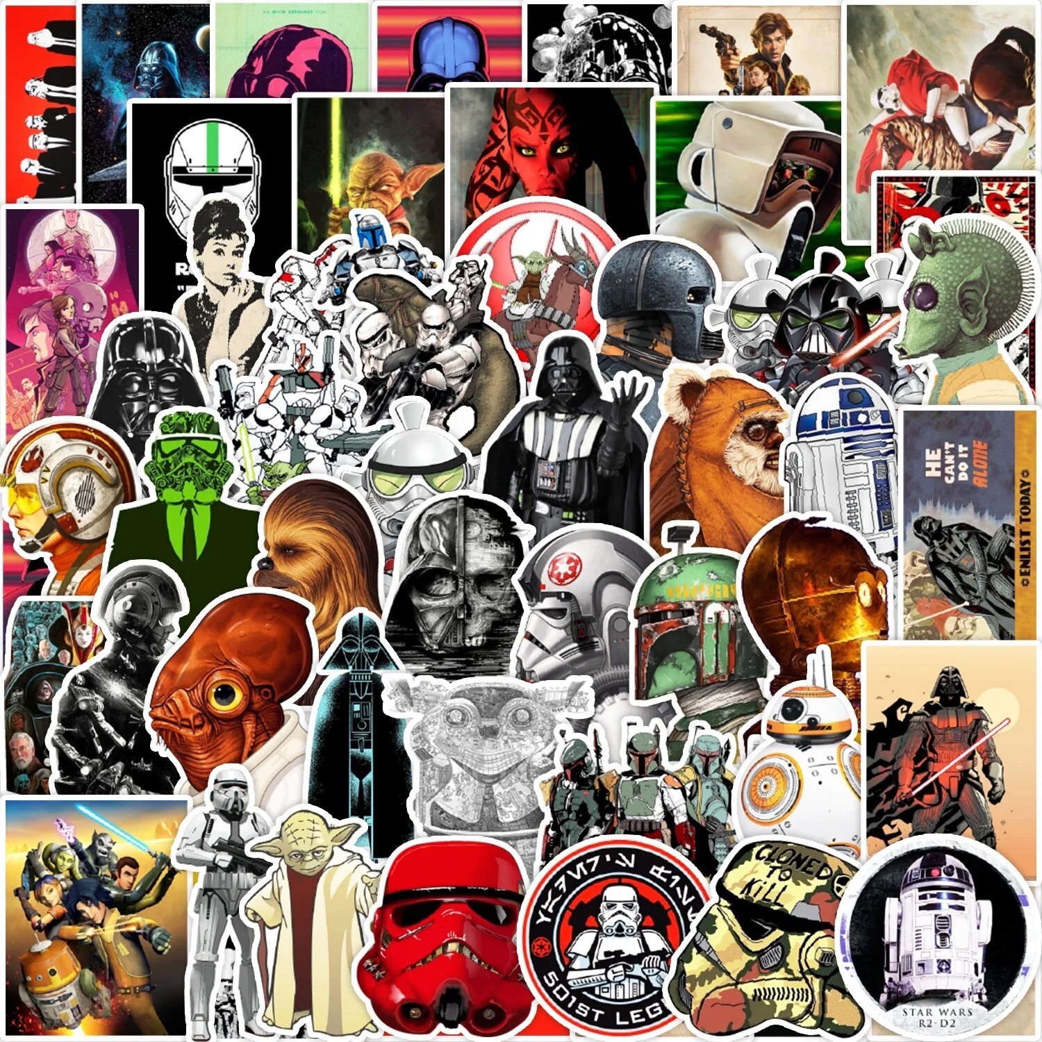 10 Random Starwars Stickers Han Solo Darth Vader Skywalker Decal Free Shipping