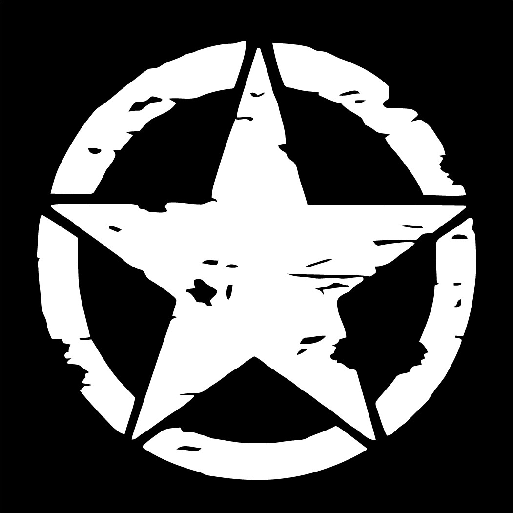 Automotive Distressed Army Star Die Cut Decal Multiple colors Made USA