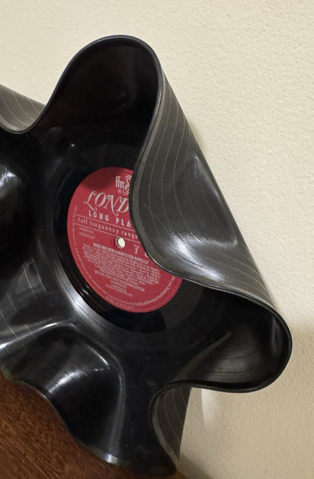 Vinyl Record Snack Catch-all Bowls – one is 9.5" and one is 8.5" diameter