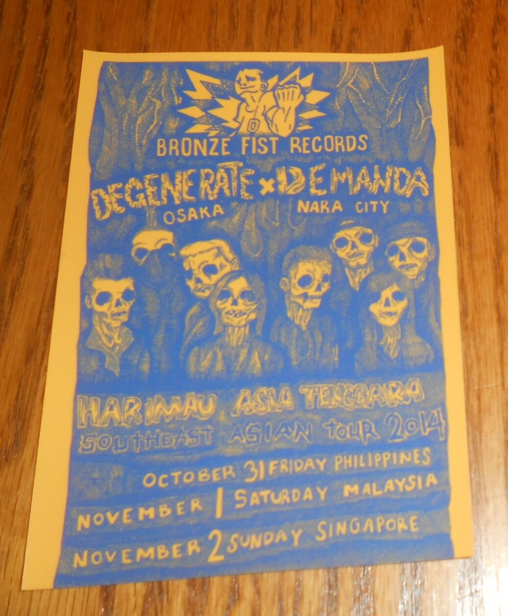 Bronze Fist Records Degenerate Demanda Sticker Original Promo 5×3.5 Record Label