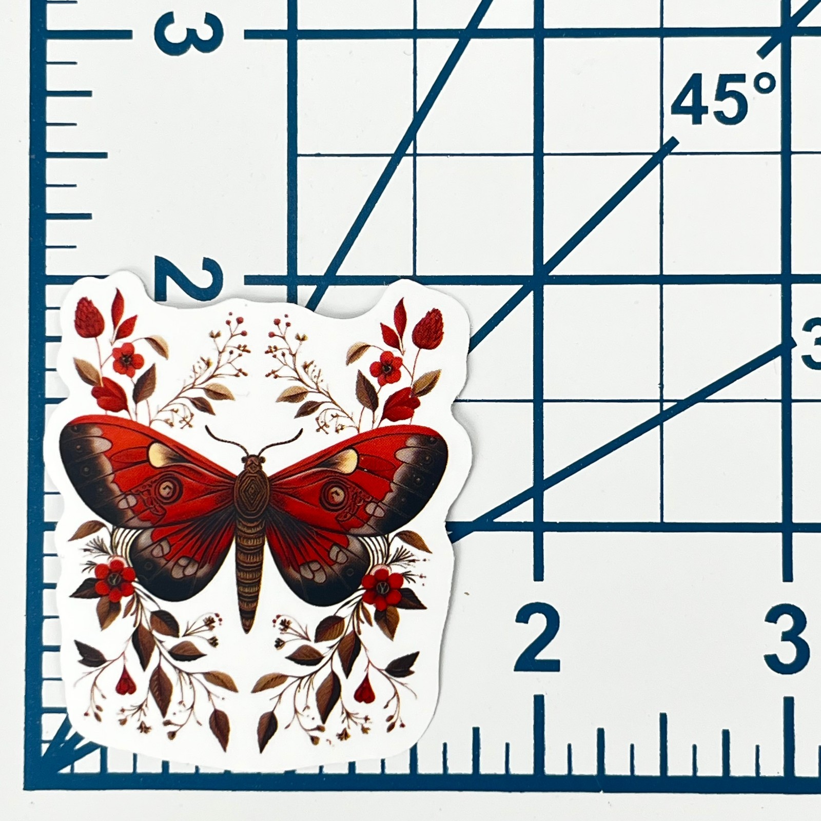 Terracotta Floral Moth Vinyl Sticker Vintage Butterfly Insect Journal Laptop