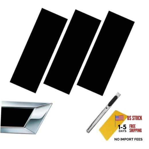 Compatible with 11.8" x 4" 3PCS Chevy Bowtie Emblem Logo Stickers Cut DIY Black