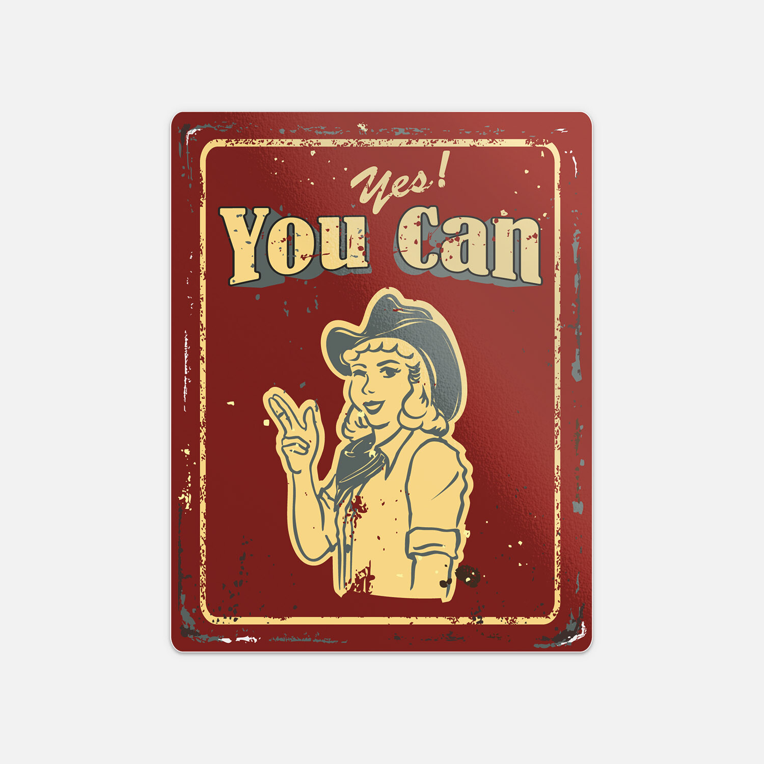 Yes You Can Vintage Retro Girl Stamp Vinyl Sticker Decal