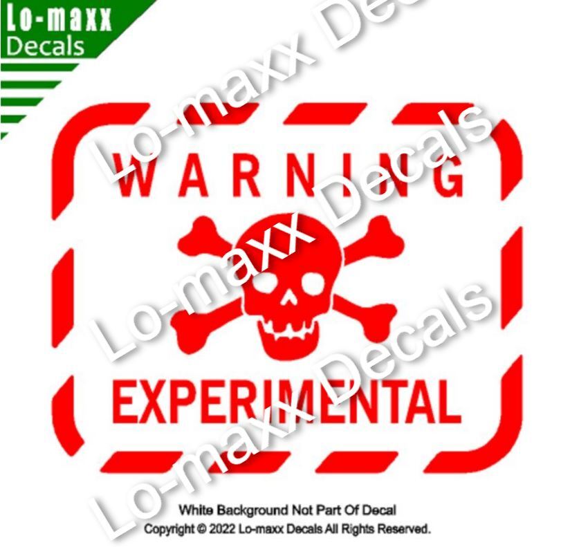 Warning Experimental Skull And Cross Bones Custom Graphic Die Cut Vinyl Decal