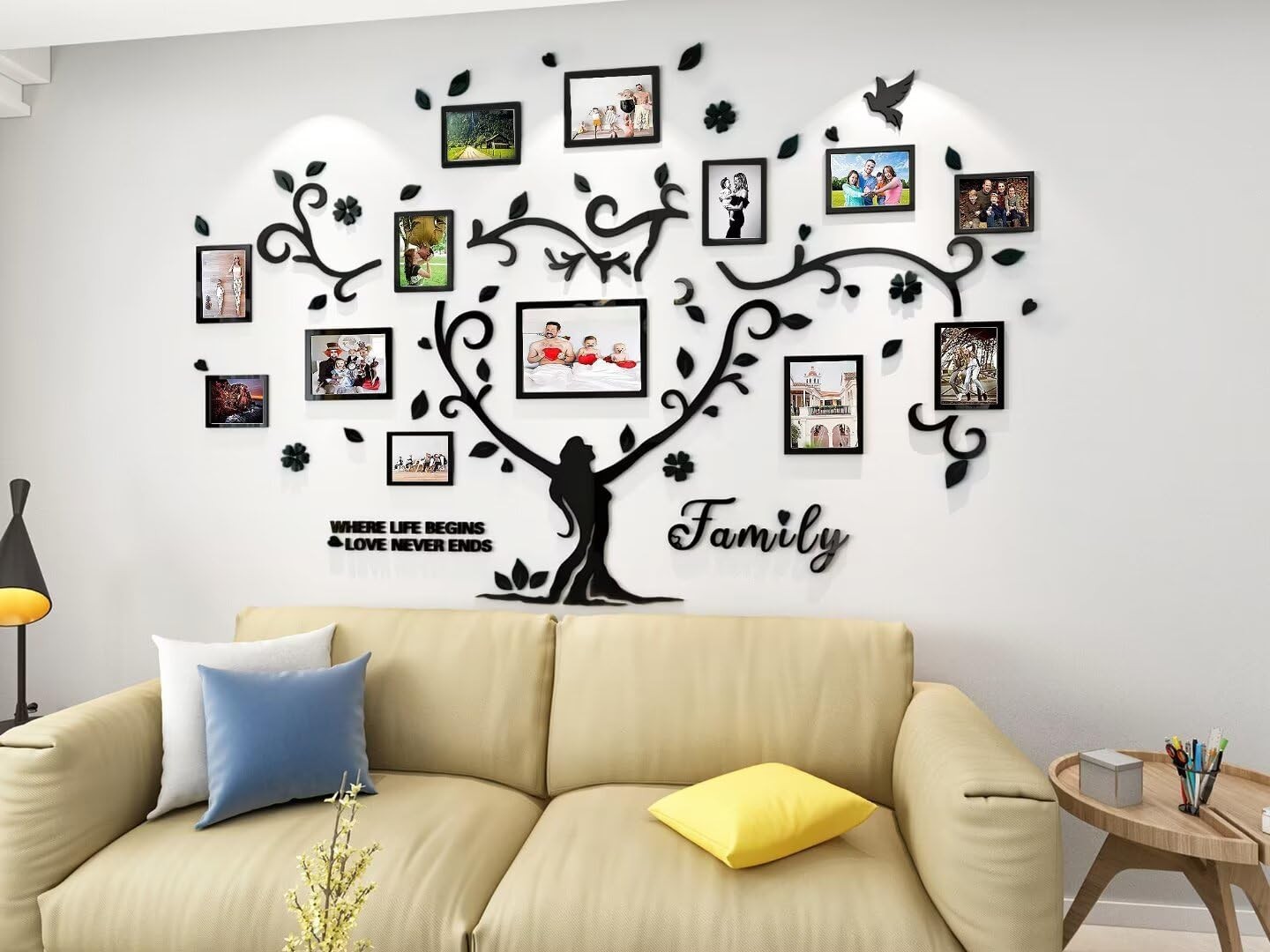 3D Family Tree Wall Decal – DIY Picture Frame Collage Stickers for Living Room